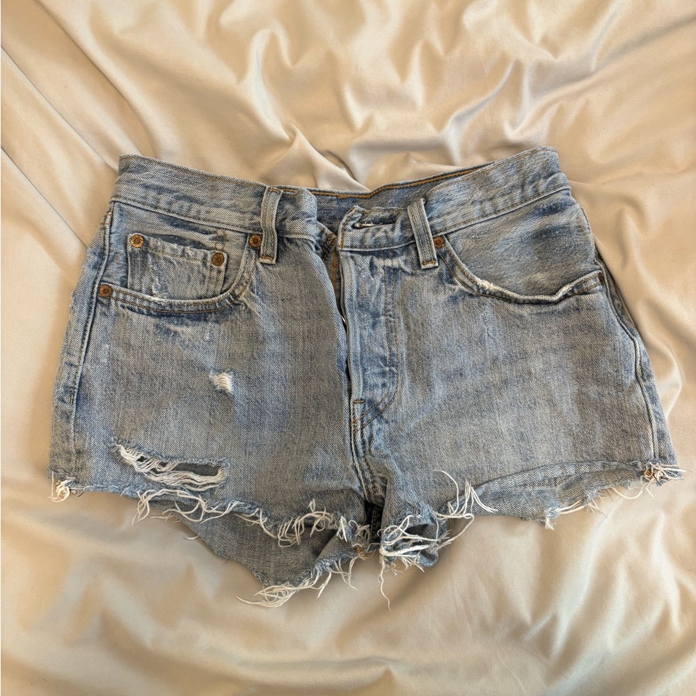 Levi's Light Blue Distressed Jean Shorts